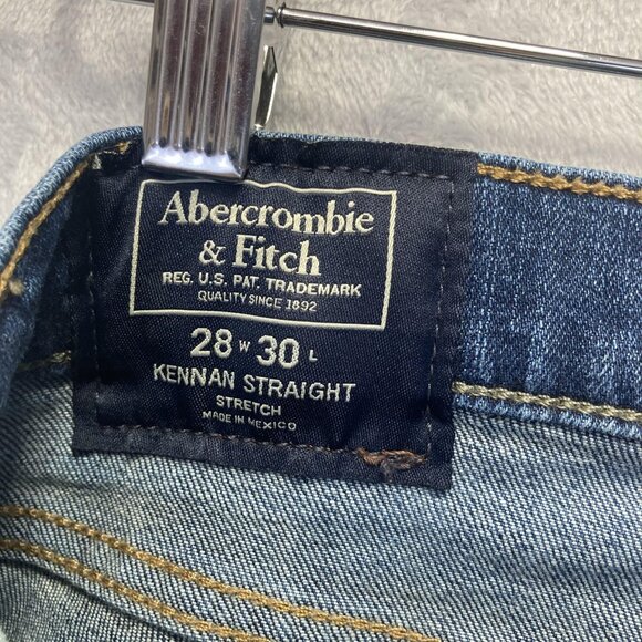 Abercrombie & Fitch Kennan Straight Jeans Mens 28x30 Dark Blue Stretch Denim - Picture 5 of 16